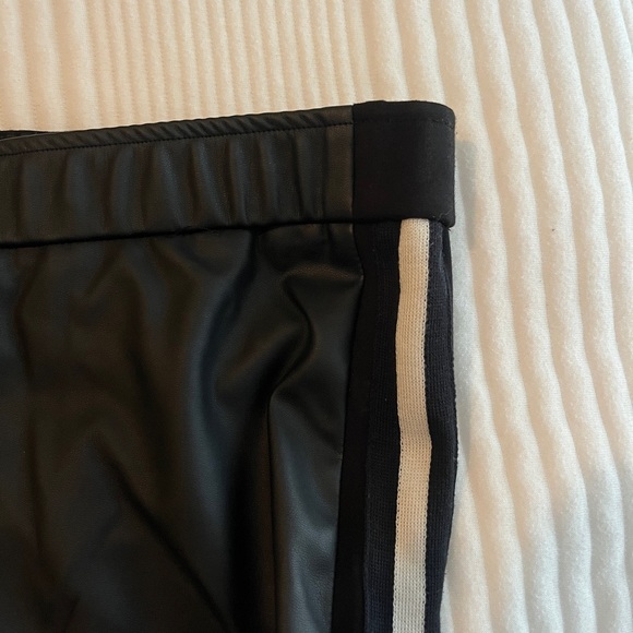 Pink Tartan Leather Stirrup Pants with Stripe Detail - Picture 4 of 4